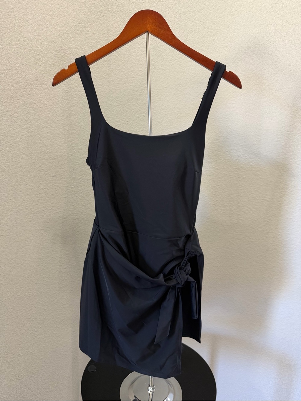 Time and Tru Black One-Piece Swimsuit with Side Knot
